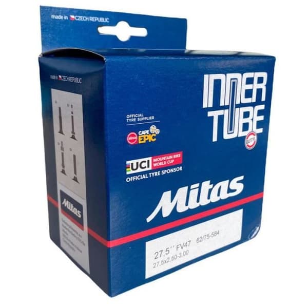 Mitas Classic Plus Size MTB-slang - 27,5 tum - Blå/Vit - Presta/Schrader ventil
