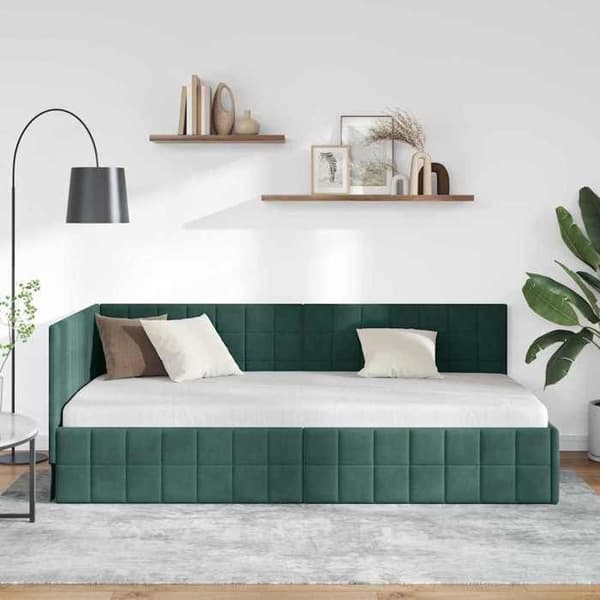 vidaXL Hörnsängram Mörkgrön 100 cm x 200 cm Sammet 42016400