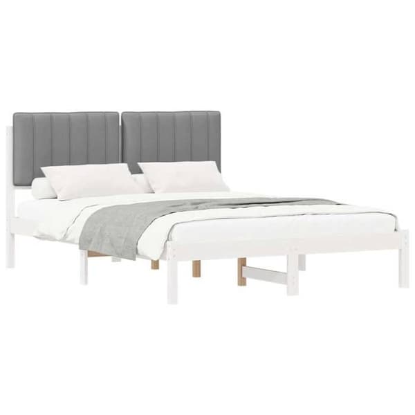 vidaXL Sängram med stoppad huvudgavel Ljusgrå, Sovrum, Rektangulär, Modern, Hållbar 878048