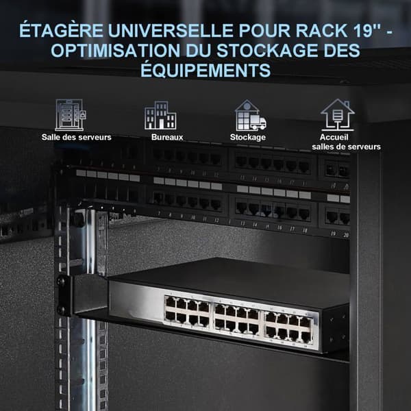 Servarrack 19" - Extralink - 8659 - Ventilerad - 1U - Svart