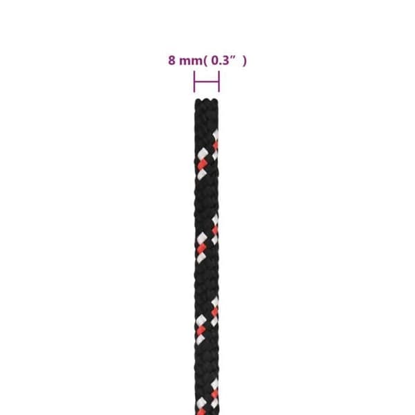 152342 vidaXL Båtrep Svart 8 mm 25 m Polypropen