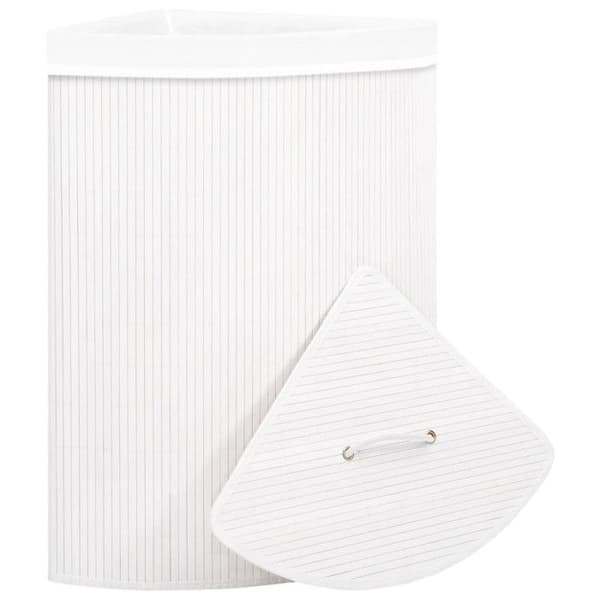 vidaXL Hörntvättkorg Bambu Vit 60 L