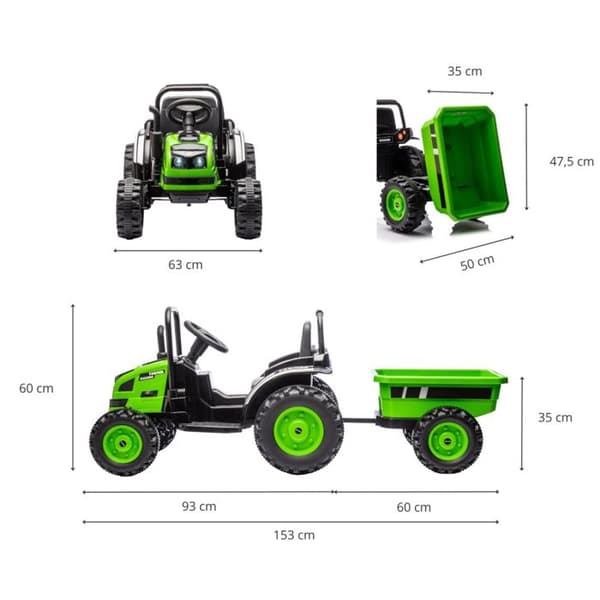 Eltraktor med släp FARMER Grön