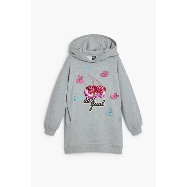 Klänning sweatshirt flicka Desigual Cherries - grå/rosa