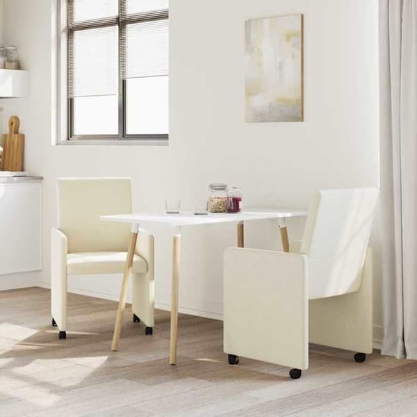 VidaXL Matstolsstolar med hjul 2 st Creme