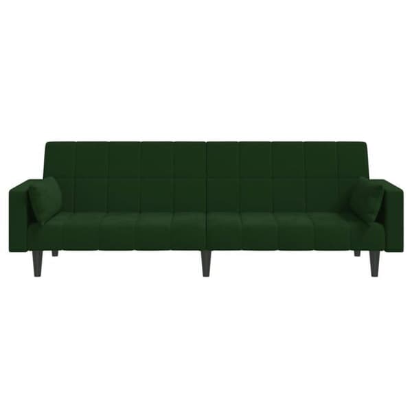vidaXL 2-sits bäddsoffa med två kuddar Mörkgrön sammet 375849