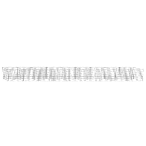 Gabion Wall - vidaXL - 630 x 30 x 50 cm - Galvaniserat stål - Silver - Rektangulär