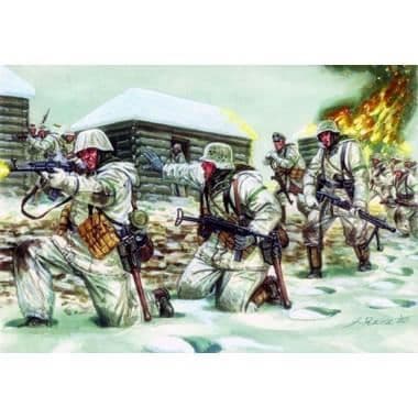 Tyska infanterimodellfigurer i vinteruniform, WW2.