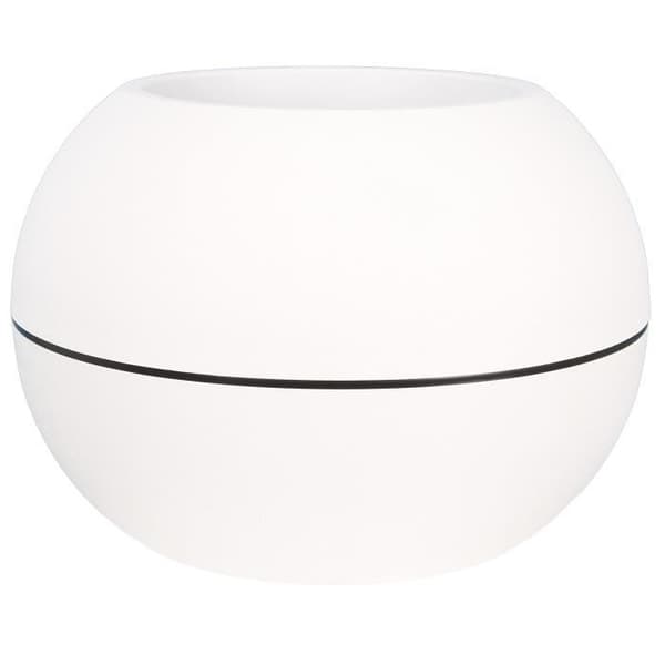 Rund blomlåda - RIVIERA - GRANIT BOULE - Plast - D40 x H28 cm - Vit