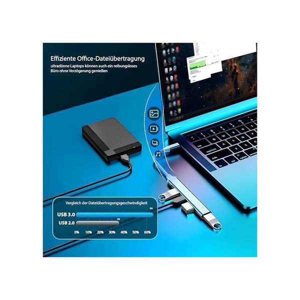 USB-hub - Inca - IUSB-04TX - 4 portar - Aluminium - Överföring 5 Gbps