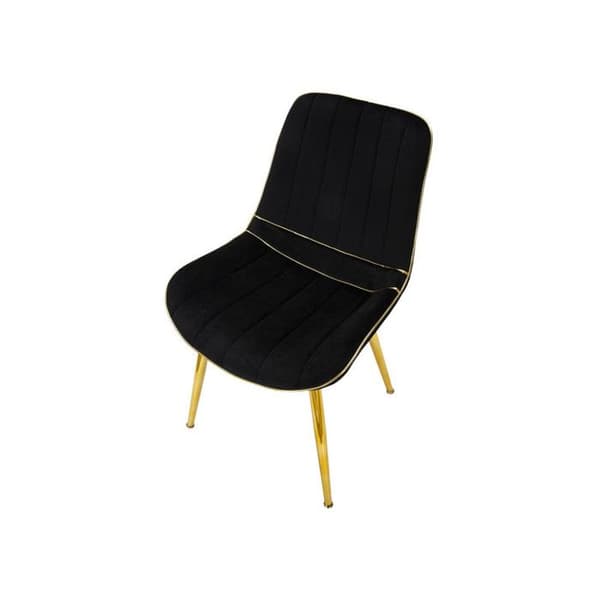 Set med 2 Stolar i Tyg "Paris" 79cm Svart & Guld