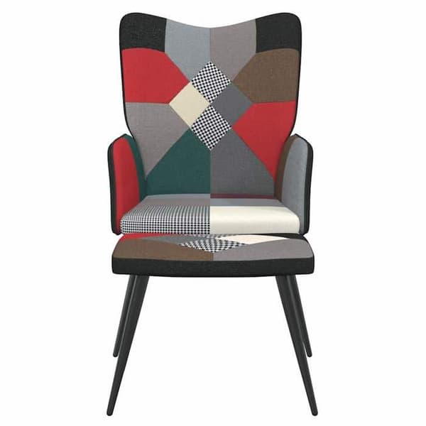 vidaXL Avkopplingsfåtölj med fotpall Patchwork Tyg 328198