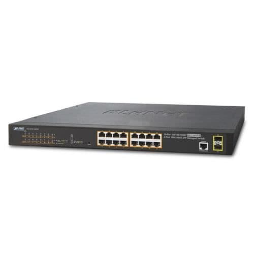 Planet GS-4210-16P2S Network Switch Managed L2+ Gigabit Ethernet (10/100/1000) Svart 1U Ethernet-anslutning, stöder