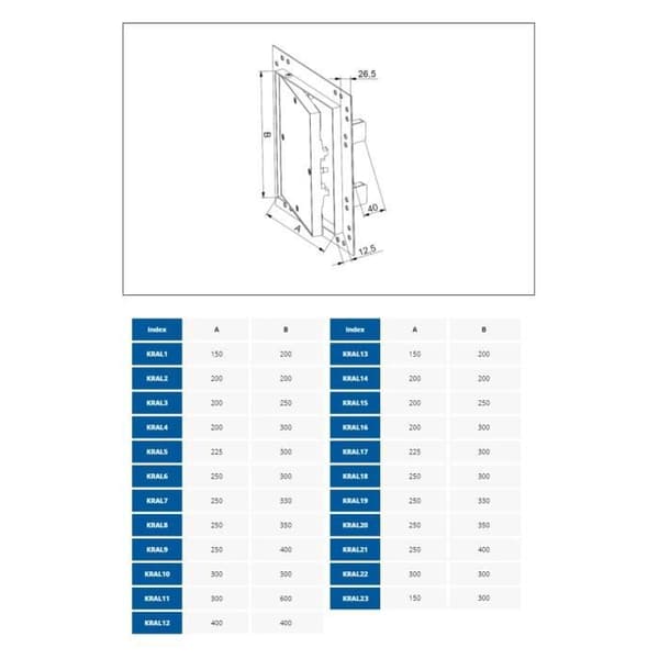 Åtkomstpanel Revisionslucka - Aluminium + Gips 15x20cm KRAL1
