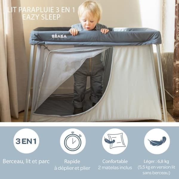BEABA Eazy Sleep 3 in 1 resesäng - Mineralgrå