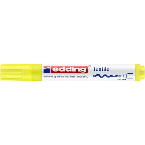 Förpackning med 10 textilmärklare 4500 neon gul 2-3 mm