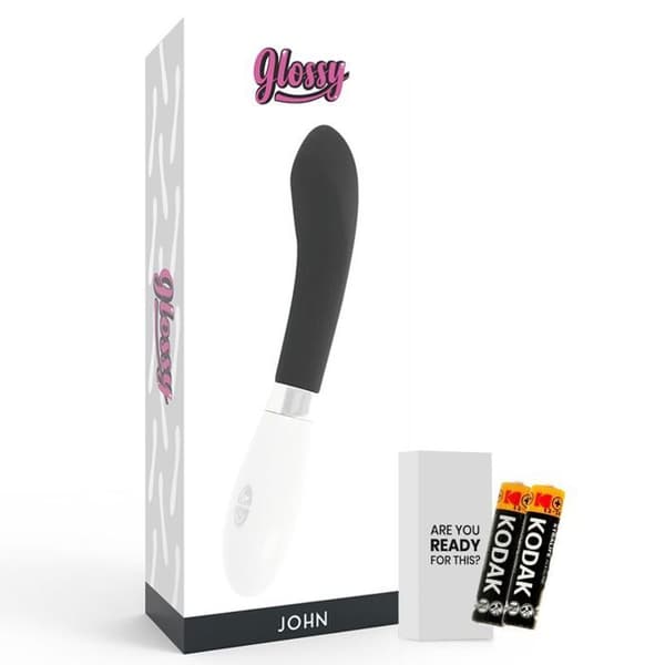 Vibrator - GLOSSY - JOHN - Svart - Silikon - Flexibel