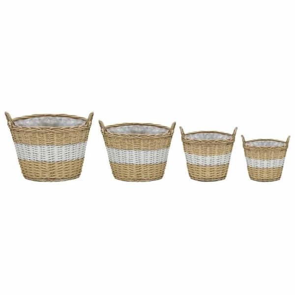 vidaXL Upphöjda sängar 4 st Wicker med PE Foder