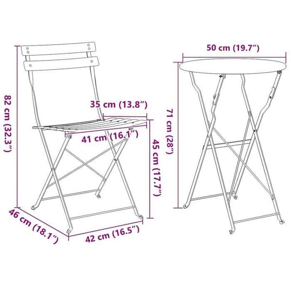 vidaXL Bistroset 3 delar Fällbar Beige Stål 42002971