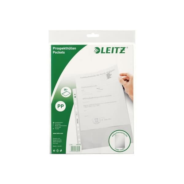 Leitz Stansad ficka A4 klar (förpackning om 25)