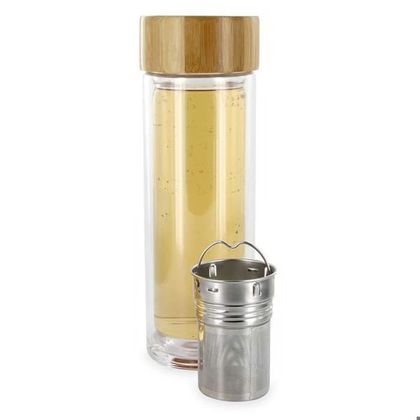 Transportflaska - COOK CONCEPT - Dubbelvägg - Infuser - Transparent och Brun