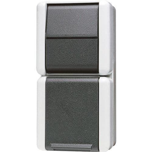 Schuko-uttag - Jung - 16A 250V - Med Knapp - 2 Kablageingångar - Belyst