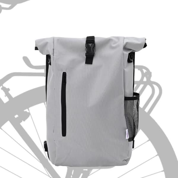 Cykelväska - 20 L - Grå - Polyester - Rullstängning