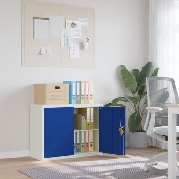 vidaXL Ljusgrå och blå skåp 90x40x70 cm stål 339726