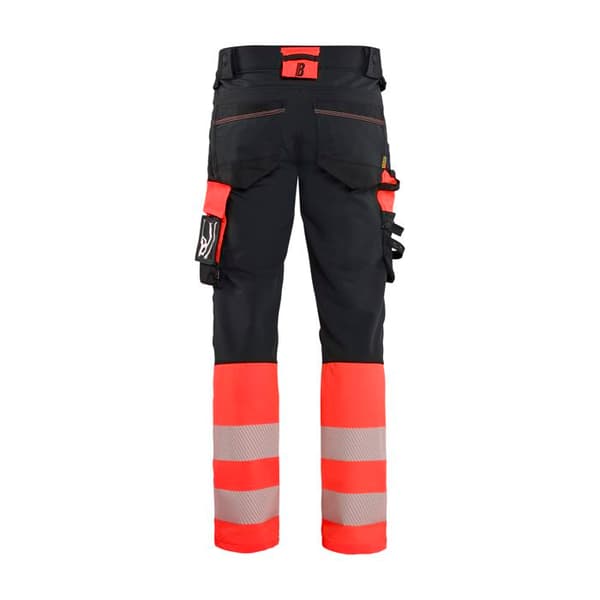 Blaklader Stretch 4D högsynlighetsbyxor - svart/fluoriserande röd
