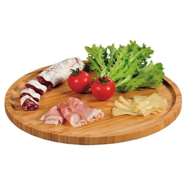 Skärbräda för pizza i bambu - Beige - D 32 cm