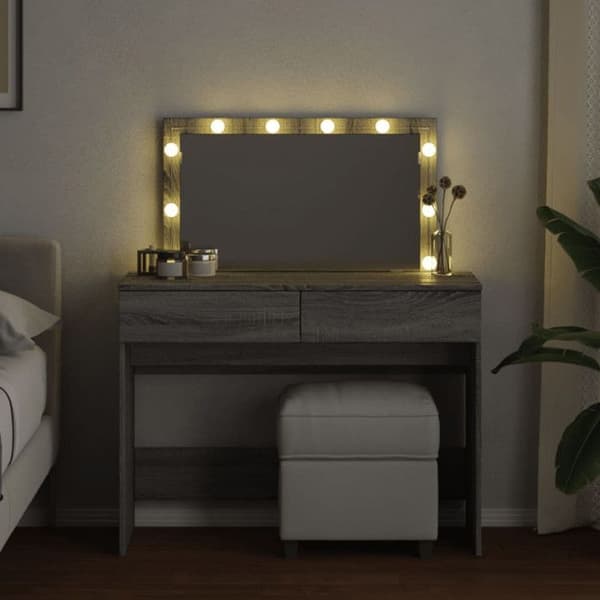 Frisör med LED sonoma grå 100x40x120 cm