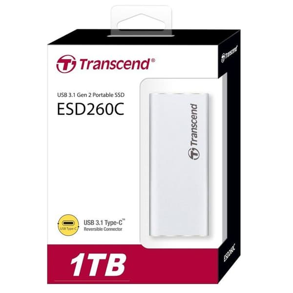 Extern SSD-hårddisk - TRANSCEND - ESD260C - 1 To - USB 3.1 Gen 2 - Silver