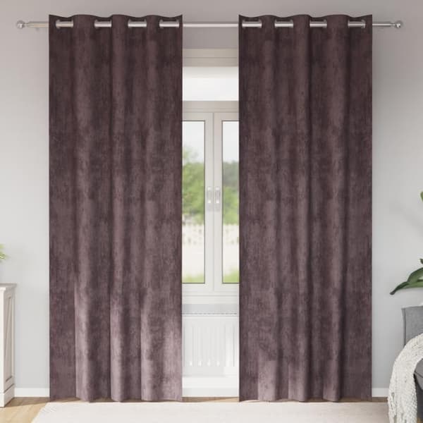 Sammet Gardiner - Brun - 2 st - 245x140 cm - Ögla - Dämpande