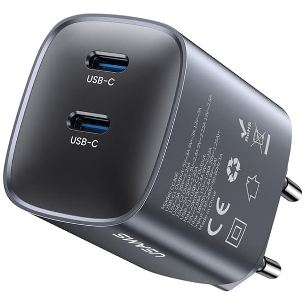 USAMS CC305 T66 45 W GaN väggladdare 2xUSB-C