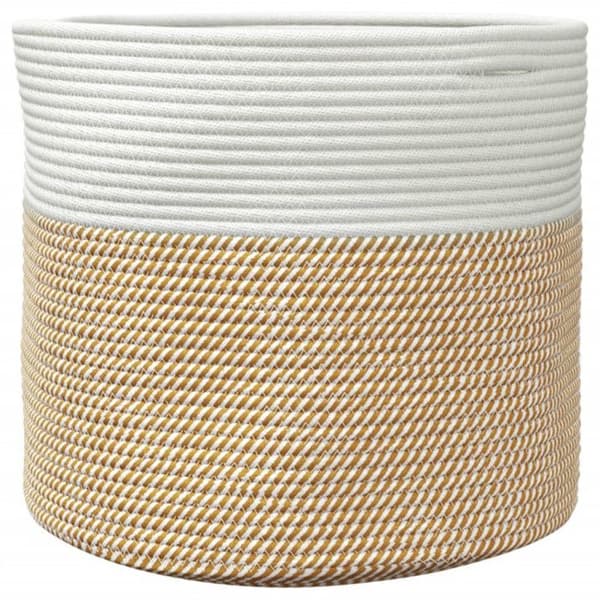 Brun och vit förvaringskorg Ø40x35 cm bomull