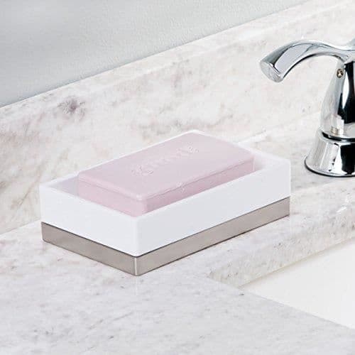 Tvålställ - Interdesign - 41082 - Plast - Vit/Borstad - 12,7 x 8,3 x 3,4 cm