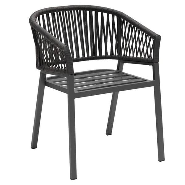 Set med 2 trädgårdsstolar "Oriengo" antracit & grafit i aluminium och flätad mesh - Hespéride