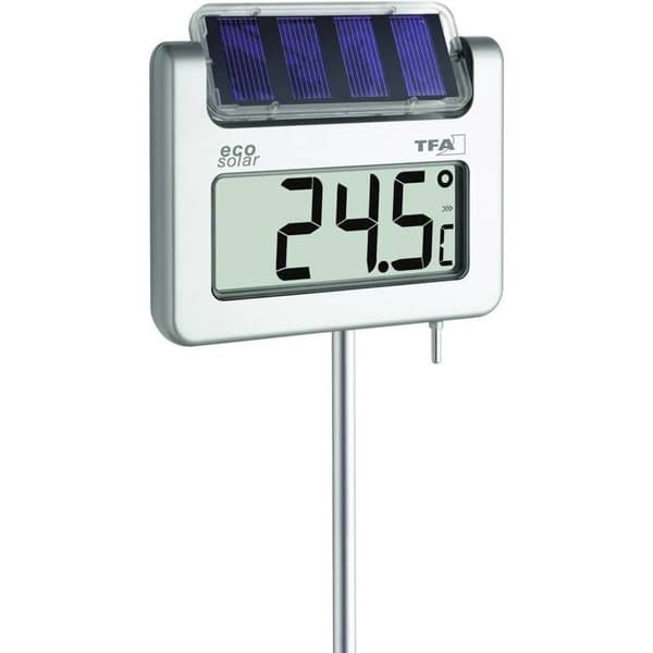 Solcellsdriven trädgårdstermometer TFA Dostmann Avenue silver