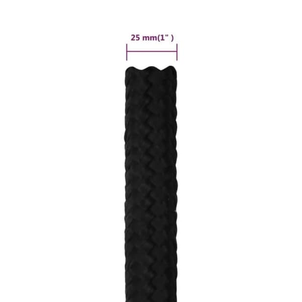 152844 vidaXL Arbetsrep Svart 25 mm 50 m Polyester