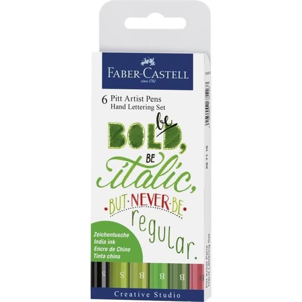 FABER-CASTELL Set med 6 bläckpennor - grön