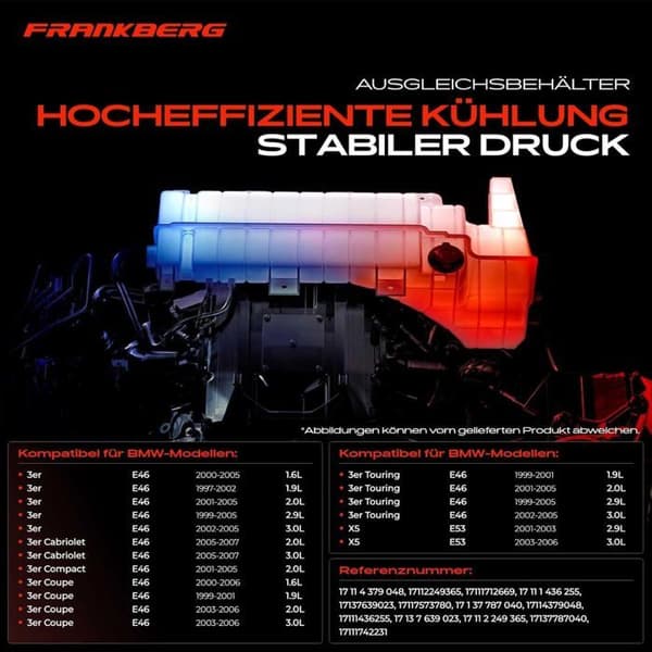 Expansionsbehållare Frankberg Kompatibel med Serie 3 E46 & X5 E53 med Sensor och Lock