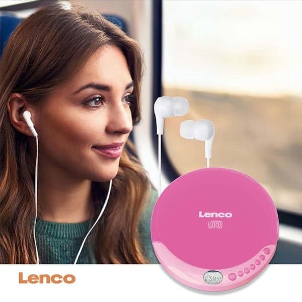 Lenco CD-011 - Bärbar CD-spelare med laddningsfunktion - Rosa