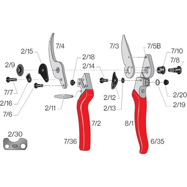 Sekatör - FELCO - 8 - Ergonomisk - Hög prestanda - Klipp Ø 25 mm