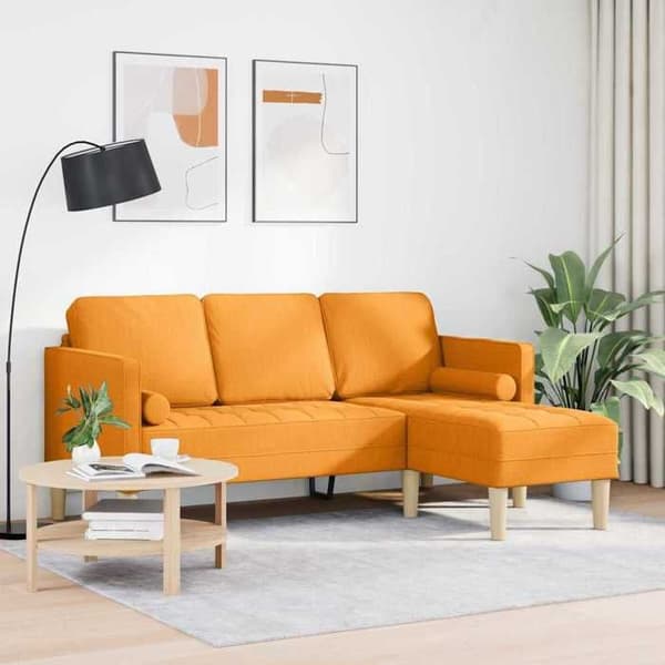 vidaXL Soffgrupp med mörkgula kuddar Polyester 42001921