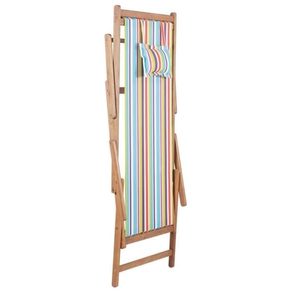 vidaXL Folding Beach Chair Tyg och träram Multicolor