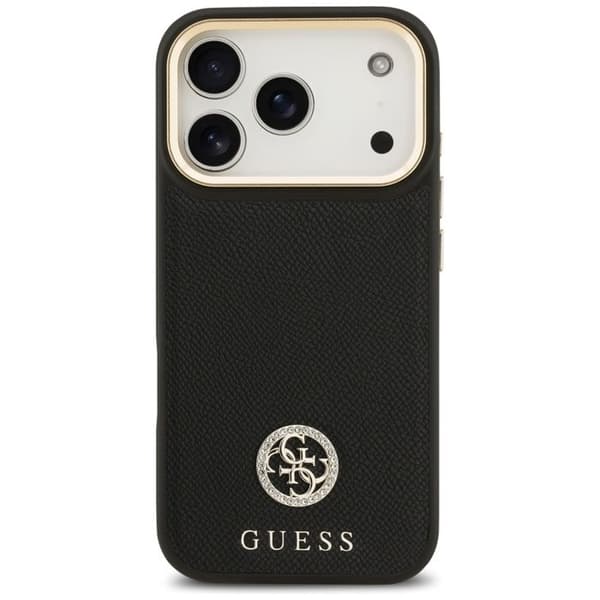 Coque Guess Grained Strass Logo MagSafe för iPhone 17 Pro - Svart