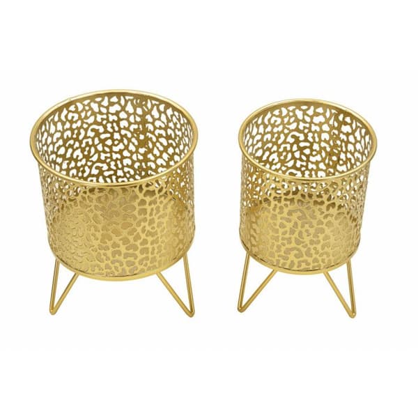 Set med 2 guldfärgade metallkrukor Holderpiny