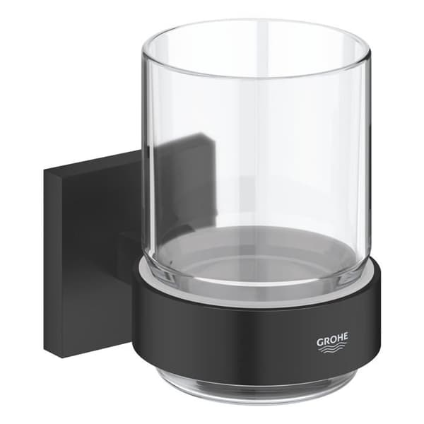 Glas i kristall - GROHE - Start Cube - Dolda fästen - Matt svart - Väggmontering