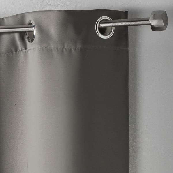 Mörkläggningsgardin - Enfärgad - Grå - 140 x 180 cm - 100% polyester - Silverringar