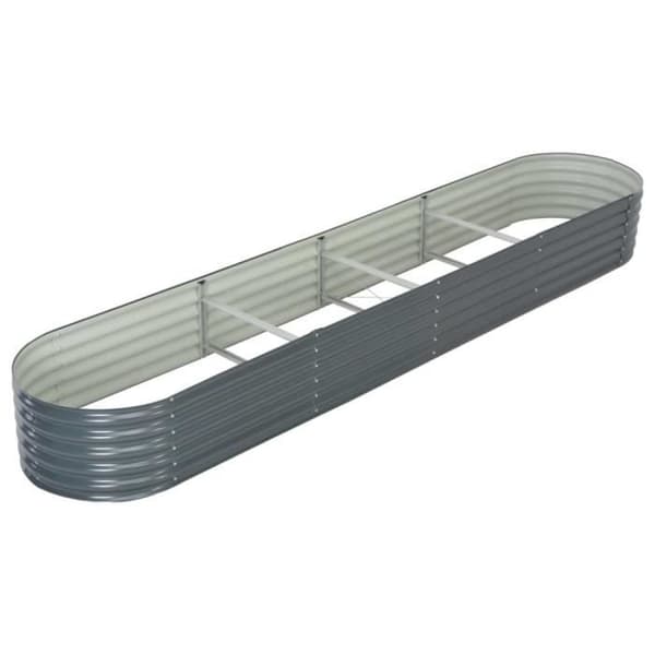 Jardiniär - vidaXL - 400x80x44 cm - Galvaniserat stål - Grå - Rektangulär